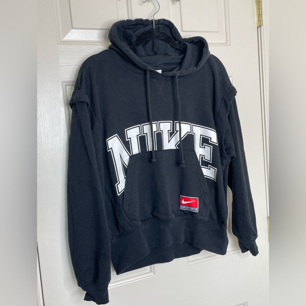 Nike Black Oversized Hoodie XS | Bold Arch Logo Pullover | Streetwear Essential - Picture 2 of 11